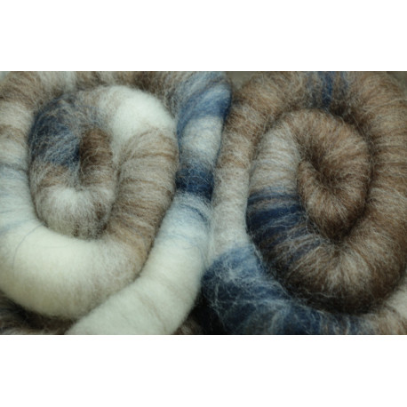 Organic merino and white and brown french wool rolags - 50g